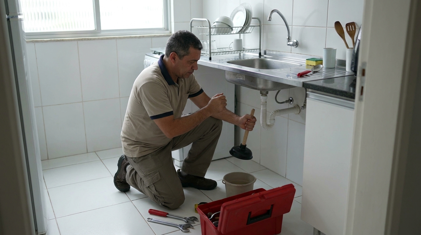 Desentupimento de pia residencial em Maceió‑AL